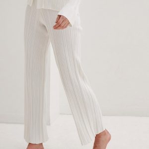 4th & Reckless - Hvide, strikkede bukser med vide ben
