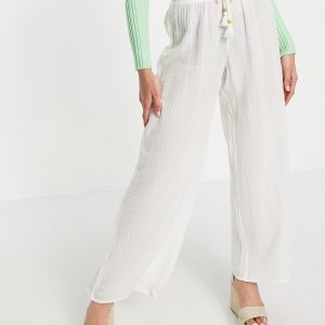 Abercrombie & Fitch - Hvide bukser med ben med vidde