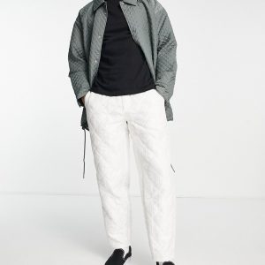 ASOS DESIGN - Elegante og oversized hvide bukser med vattering og tapered pasform