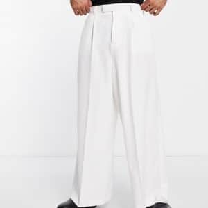 ASOS DESIGN - Extreme Wide - Hvide elegante bukser