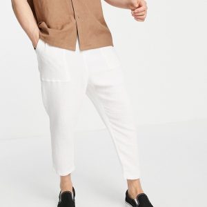ASOS DESIGN - Posede bukser med let tekstur i hvid