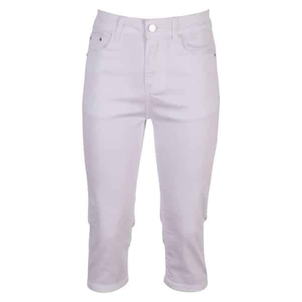 BS Jeans - Dame +size capri bukser m. stretch - Hvid - Str. 44