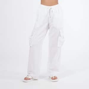 MOOD COPENHAGEN - Nomade linen cargo pant - Cargo bukser W - Hvid - XL