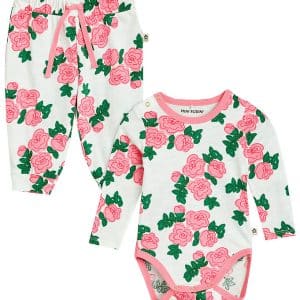 Mini Rodini Babysæt - Body/Bukser - Roses Aop - Pink