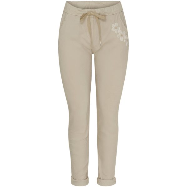 Marta Du Chateau dame bukser MdcTalia - Beige/White Flower