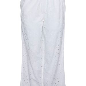 Pieces - Bukser - PC Wendy MW Broderie Angalise Pant - Bright White
