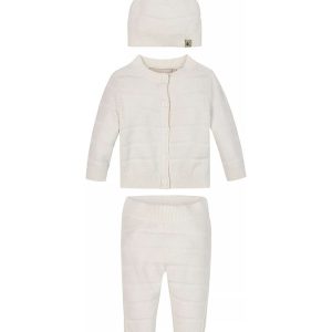 Calvin Klein Sæt - Cardigan/Bukser/Hat - Rib Strik - Ivory