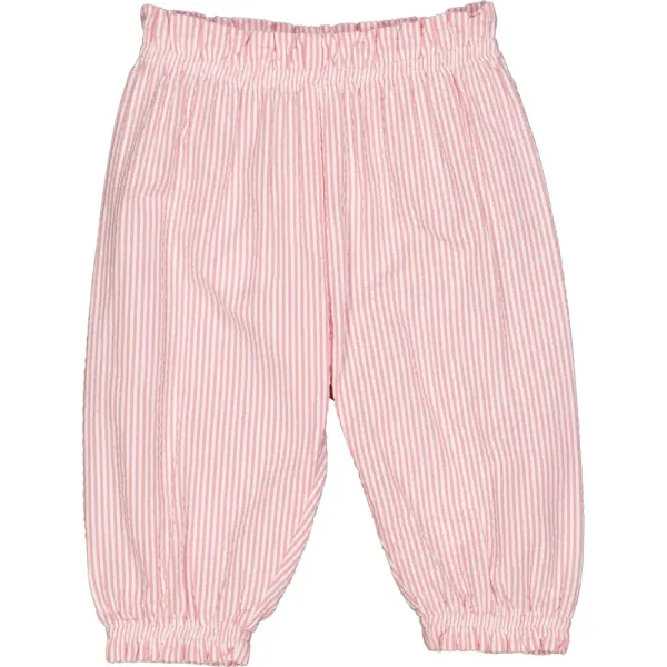 Seersucker stripe bukser - Balsam cream/ Bubblegum - 56