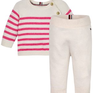 Tommy Hilfiger Sæt - Bluse/Bukser - Strik - Ivory Petal/Stripe