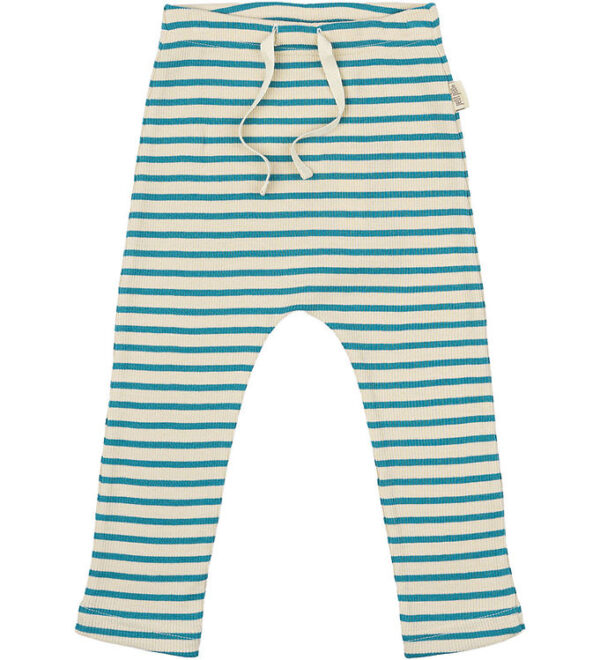 Petit Piao Bukser - Rib - Modal - Turquise/Dark Off White