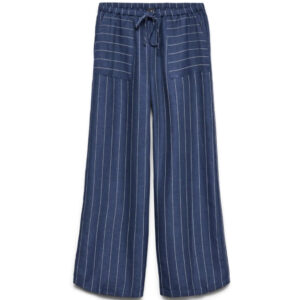 VERO MODA DAME BUKSER VMODETTE - Dark Denim Stripes White