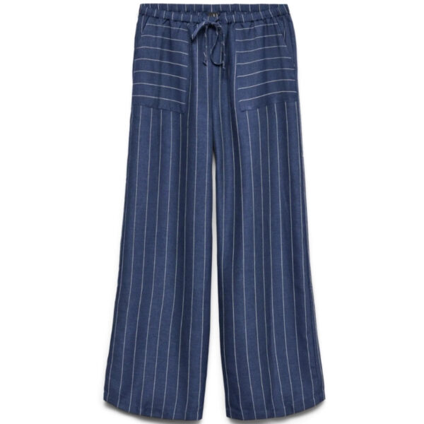 VERO MODA DAME BUKSER VMODETTE - Dark Denim Stripes White